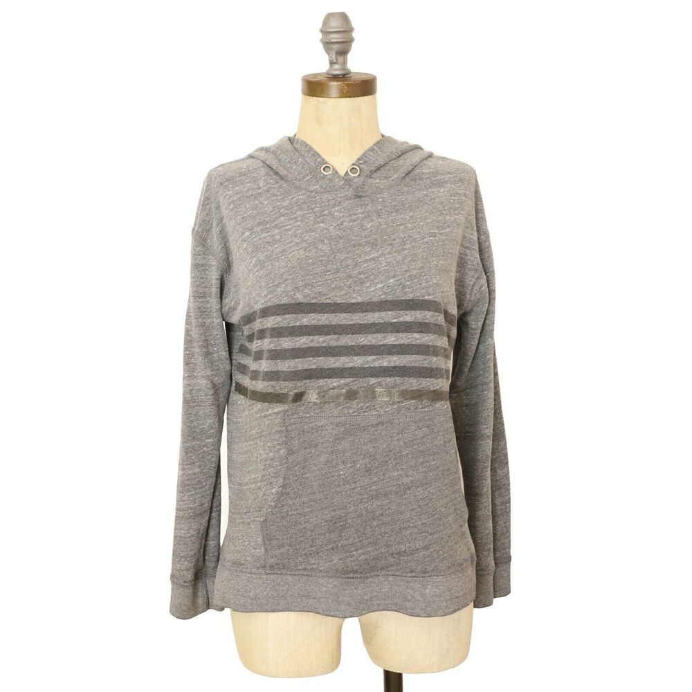 SUNDRY Women's Striped Print Graphic Hoodie Sweatshirt Size 1 Gray B22X